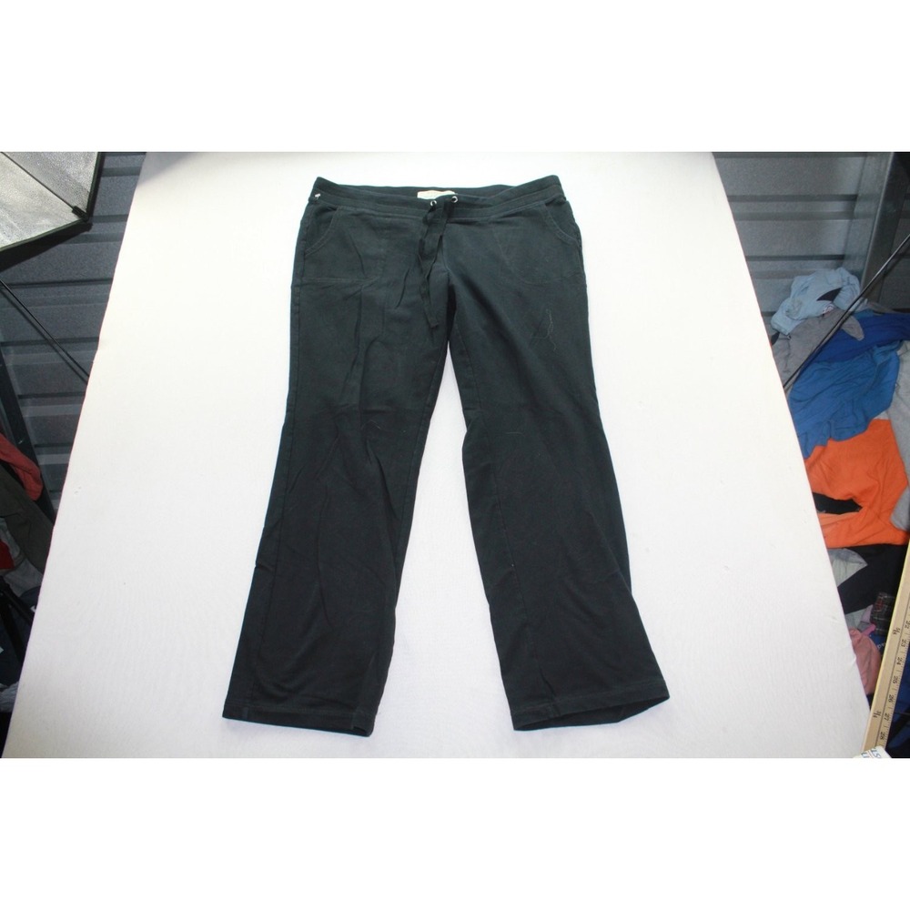 Sonoma Yoga Pants Women L Black Good Mid Rise Straight Leg Pockets Drawstring‎